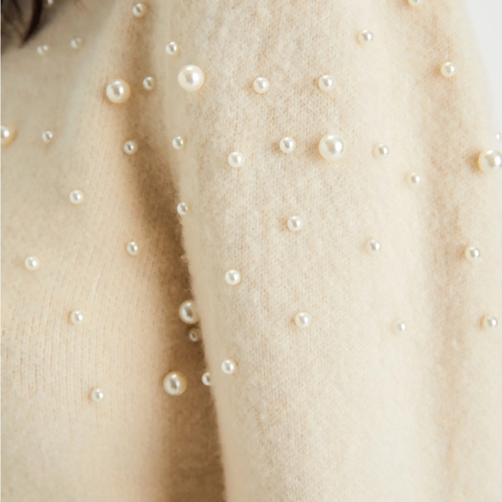 Lulus undeniable glow ivory pearl pull over Sweater - Picture 3 of 4